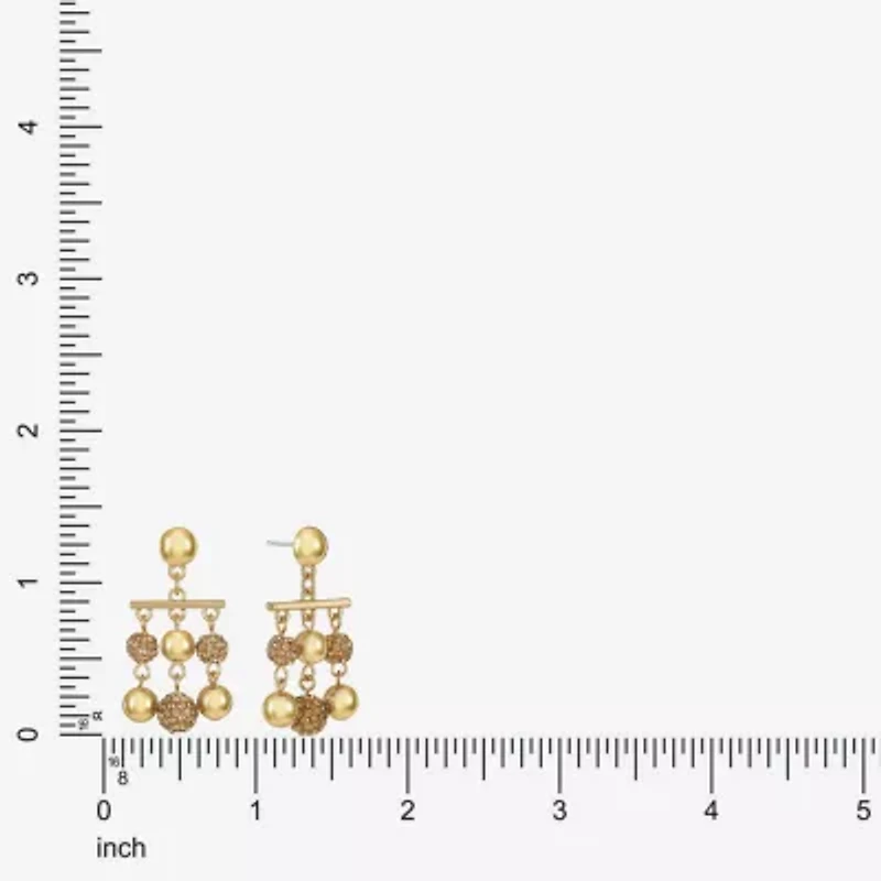 Monet Jewelry Beaded Womens Brown Glass Surgical Steel Round Hypoallergenic Chandelier Earrings