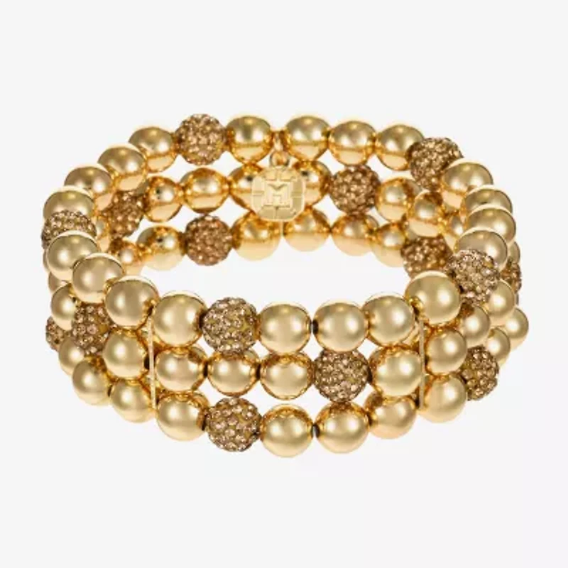 Monet Jewelry Womens Glass Surgical Steel Round Stretch Bracelet