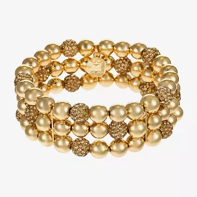 Monet Jewelry Womens Glass Surgical Steel Round Stretch Bracelet