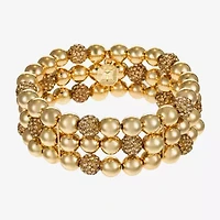 Monet Jewelry Womens Glass Surgical Steel Round Stretch Bracelet