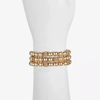 Monet Jewelry Womens Glass Surgical Steel Round Stretch Bracelet