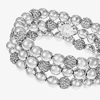 Monet Jewelry Womens Glass Surgical Steel Round Stretch Bracelet