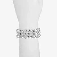 Monet Jewelry Womens Glass Surgical Steel Round Stretch Bracelet