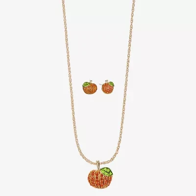 Monet Jewelry Gold Tone Pumpkin Womens Multi Color Glass 2-pc. Jewelry Set
