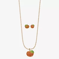 Monet Jewelry Gold Tone Pumpkin Womens Multi Color Glass 2-pc. Jewelry Set