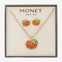Monet Jewelry Gold Tone Pumpkin Womens Multi Color Glass 2-pc. Jewelry Set