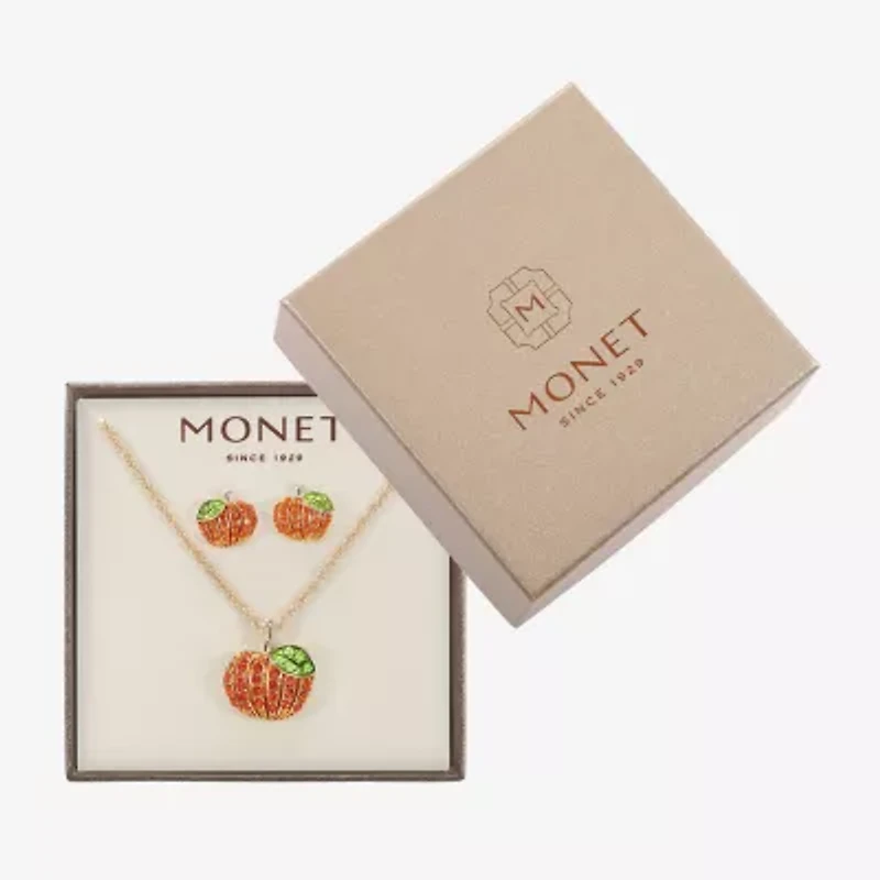 Monet Jewelry Gold Tone Pumpkin Womens Multi Color Glass 2-pc. Jewelry Set