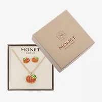 Monet Jewelry Gold Tone Pumpkin Womens Multi Color Glass 2-pc. Jewelry Set