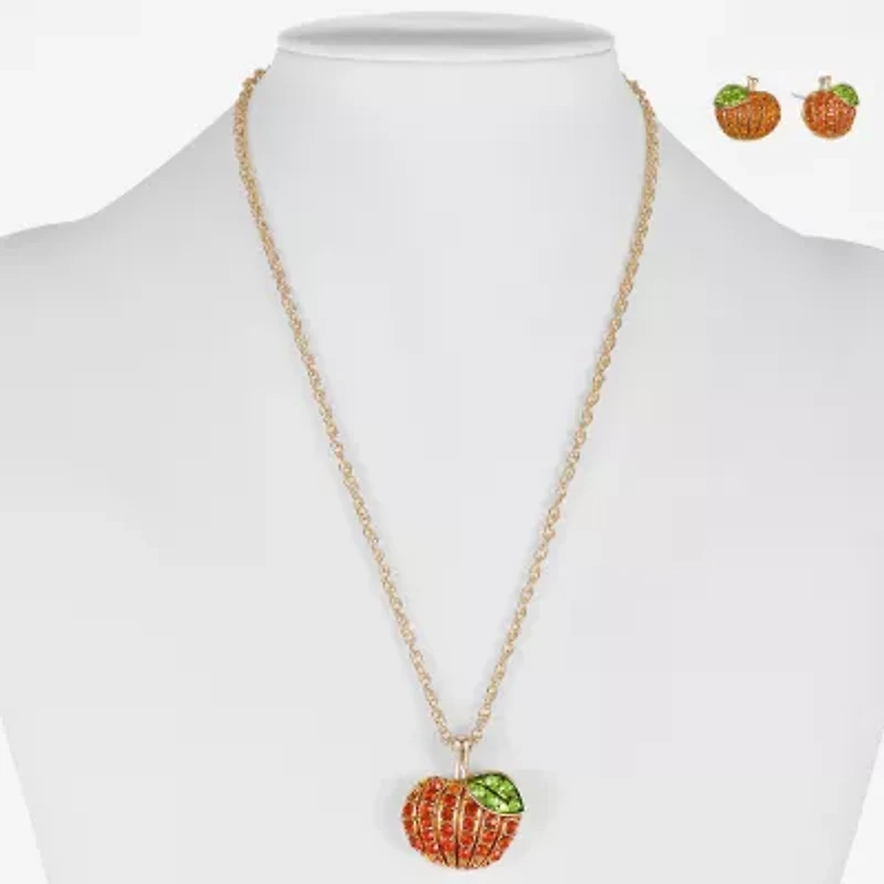 Monet Jewelry Gold Tone Pumpkin Womens Multi Color Glass 2-pc. Jewelry Set