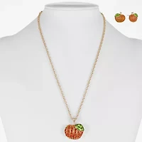 Monet Jewelry Gold Tone Pumpkin Womens Multi Color Glass 2-pc. Jewelry Set