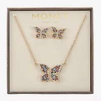 Monet Jewelry Gold Tone Womens Multi Color Glass Butterfly 2-pc. Jewelry Set