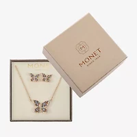 Monet Jewelry Gold Tone Womens Multi Color Glass Butterfly 2-pc. Jewelry Set
