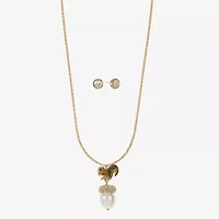 Monet Jewelry Gold Tone Squirrel & Acorn Womens Brown Glass 2-pc. Jewelry Set