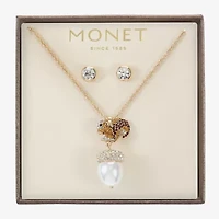 Monet Jewelry Gold Tone Squirrel & Acorn Womens Brown Glass 2-pc. Jewelry Set
