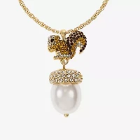 Monet Jewelry Gold Tone Squirrel & Acorn Womens Brown Glass 2-pc. Jewelry Set
