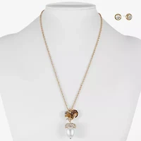 Monet Jewelry Gold Tone Squirrel & Acorn Womens Brown Glass 2-pc. Jewelry Set