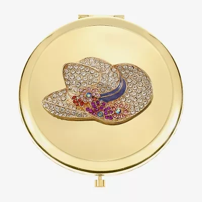 Monet Jewelry Cowboy Hat Gold Tone Compact Mirror