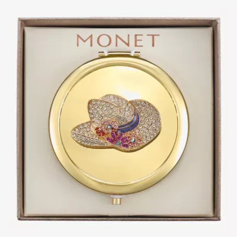 Monet Jewelry Cowboy Hat Gold Tone Compact Mirror