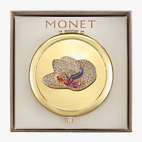 Monet Jewelry Cowboy Hat Gold Tone Compact Mirror