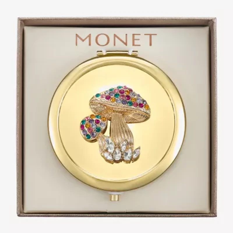 Monet Jewelry Mushroom Gold Tone Compact Mirror