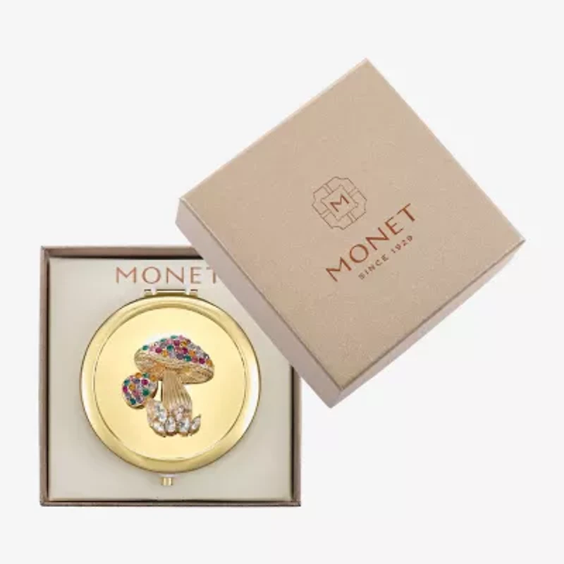 Monet Jewelry Mushroom Gold Tone Compact Mirror