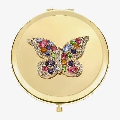 Monet Jewelry Gold Tone Butterfly Compact Mirror