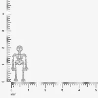 Monet Jewelry Silver Tone Halloween Skeleton Glass Pin