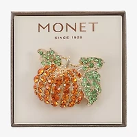 Monet Jewelry Gold Tone Pumpkin Multi Color Glass Pin