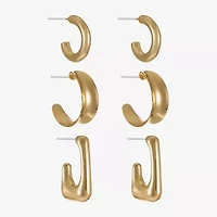 Liz Claiborne Hoop Womens Square Hypoallergenic 3 Pair Earring Set