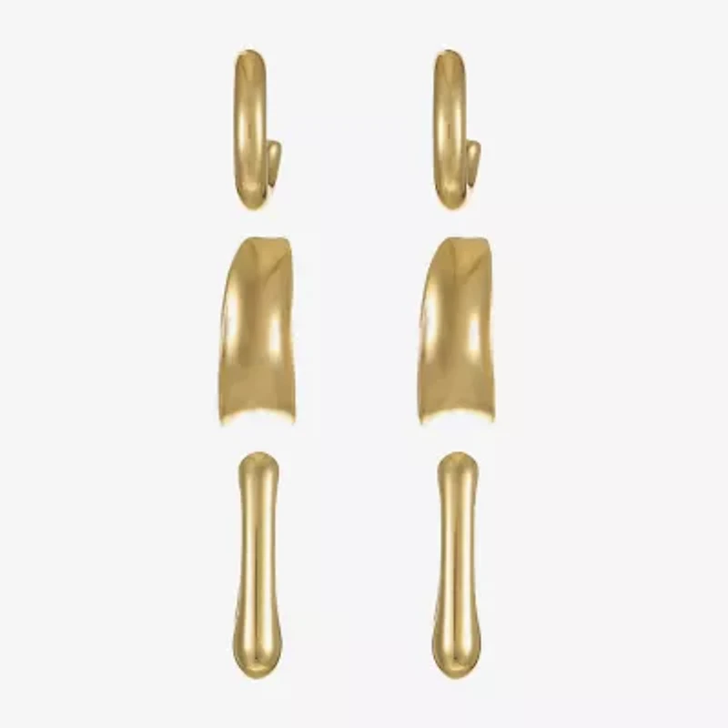 Liz Claiborne Hoop Womens Square Hypoallergenic 3 Pair Earring Set
