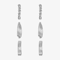 Liz Claiborne Hoop Twisted Womens Hypoallergenic 3 Pair Earring Set