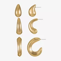 Liz Claiborne Stud & Hoop Womens Hypoallergenic 3 Pair Earring Set