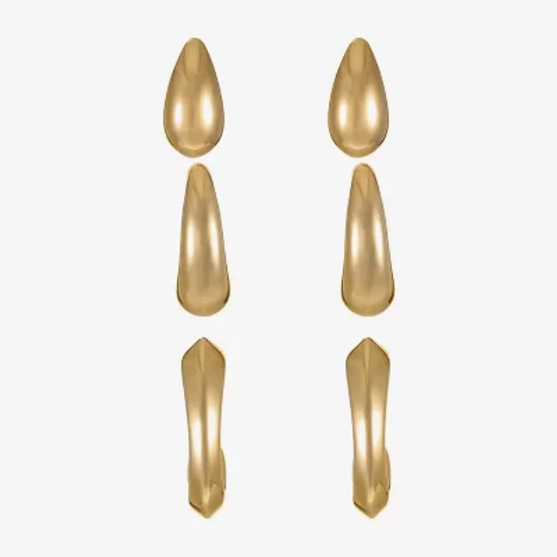 Liz Claiborne Stud & Hoop Womens Hypoallergenic 3 Pair Earring Set