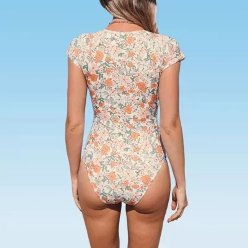 CUPSHE Swimwear Womens Easy-on + Easy-off Floral One Piece Swimsuit