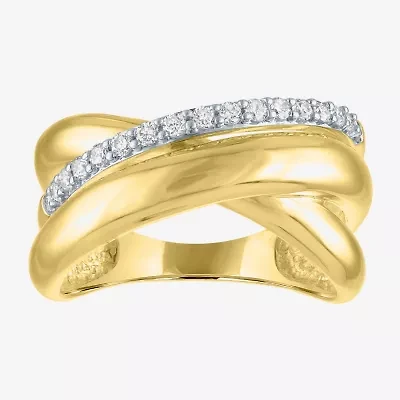 Diamond Addiction (G-H, Si2-I1) Womens 11.5MM 1/4 CT. T.W. Lab Grown White 10K Gold Round Crossover Band