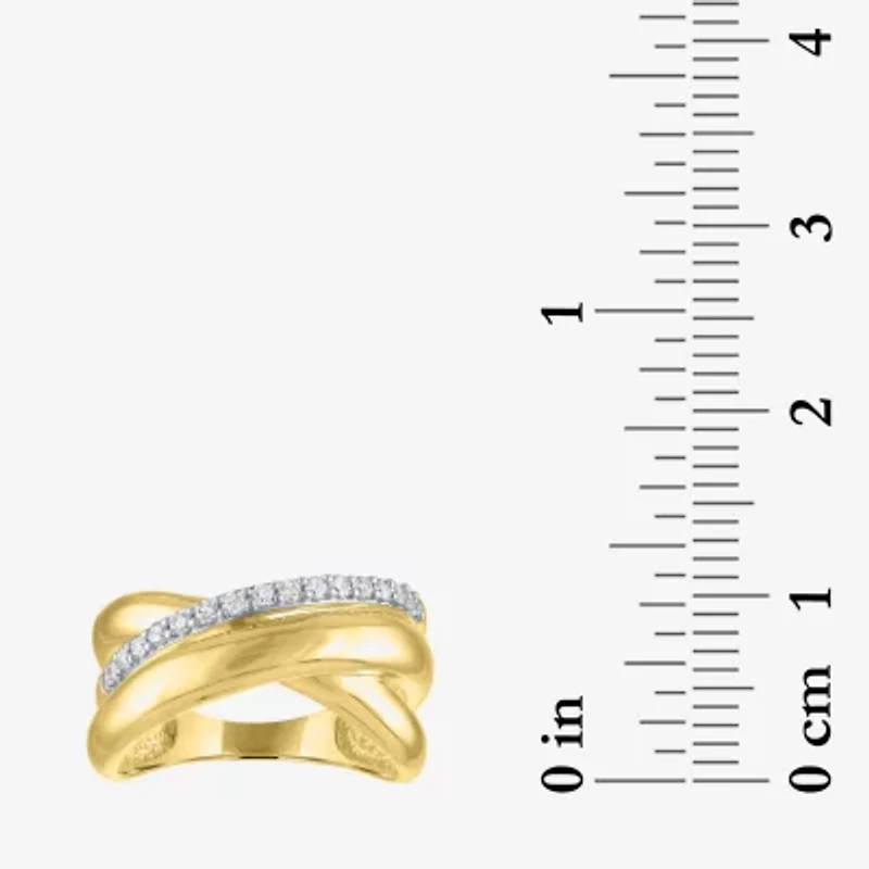 Diamond Addiction (G-H, Si2-I1) Womens 11.5MM 1/4 CT. T.W. Lab Grown White 10K Gold Round Crossover Band
