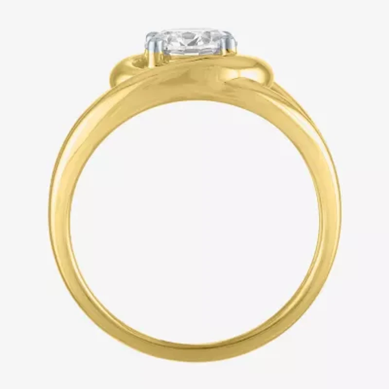 (D-E / Vs1-Vs2) Womens 1 CT. T.W. Lab Grown White Diamond 10K Gold Round Cocktail Ring