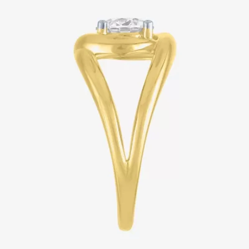 (D-E / Vs1-Vs2) Womens 1 CT. T.W. Lab Grown White Diamond 10K Gold Round Cocktail Ring