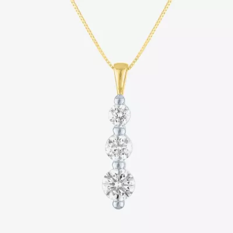 Gh / Si2 I1) Womens 1 CT. T.W. Lab Grown White Diamond 10K Gold 16 Inch Pendant Necklace