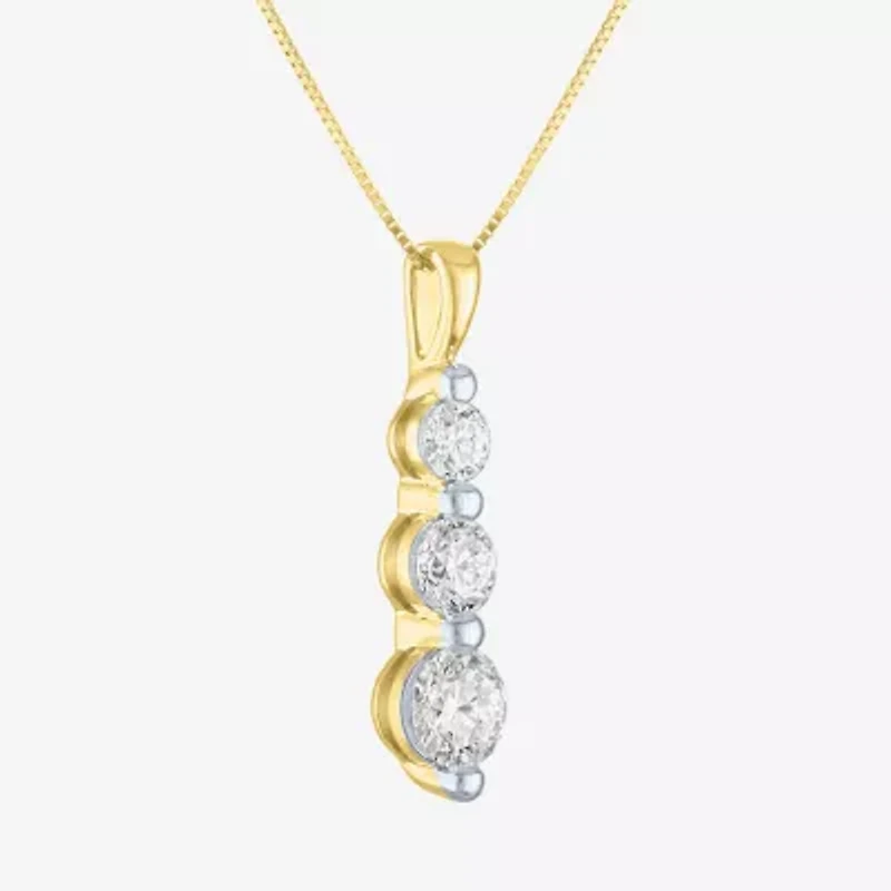 Gh / Si2 I1) Womens 1 CT. T.W. Lab Grown White Diamond 10K Gold 16 Inch Pendant Necklace