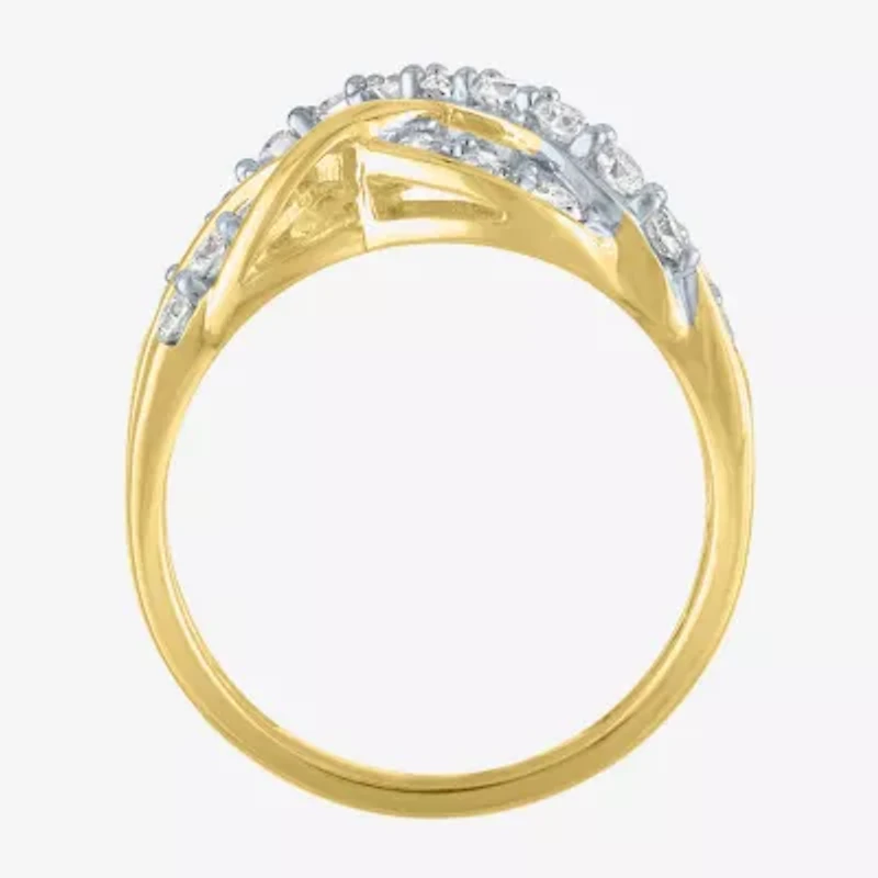 (G-H/Si2-I1) Womens 1 CT. T.W. Lab Grown White Diamond 10K Gold Crossover Band