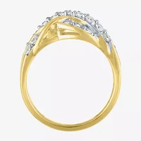 (G-H/Si2-I1) Womens 1 CT. T.W. Lab Grown White Diamond 10K Gold Crossover Band