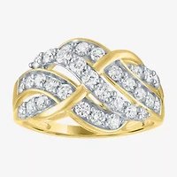 (G-H/Si2-I1) Womens 1 CT. T.W. Lab Grown White Diamond 10K Gold Crossover Band