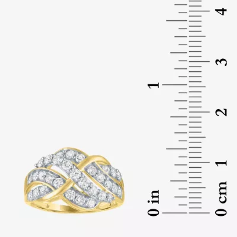 (G-H/Si2-I1) Womens 1 CT. T.W. Lab Grown White Diamond 10K Gold Crossover Band