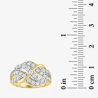 (G-H/Si2-I1) Womens 1 CT. T.W. Lab Grown White Diamond 10K Gold Crossover Band