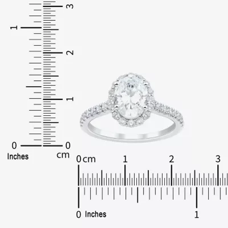 H-I / Si1-Si2) Womens / CT. T.W. Lab Grown White Diamond 10K Gold Oval Side Stone Halo Engagement Ring