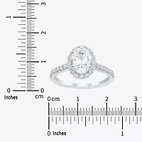 H-I / Si1-Si2) Womens / CT. T.W. Lab Grown White Diamond 10K Gold Oval Side Stone Halo Engagement Ring