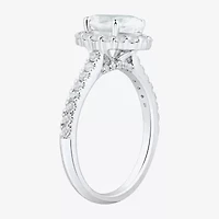 H-I / Si1-Si2) Womens / CT. T.W. Lab Grown White Diamond 10K Gold Oval Side Stone Halo Engagement Ring