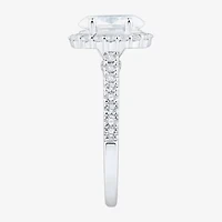 H-I / Si1-Si2) Womens / CT. T.W. Lab Grown White Diamond 10K Gold Oval Side Stone Halo Engagement Ring