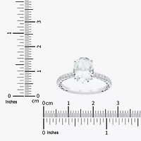(H-I / Si1-Si2) Womens 2 3/4 CT. T.W. Lab Grown White Diamond 10K Gold Oval Side Stone Engagement Ring